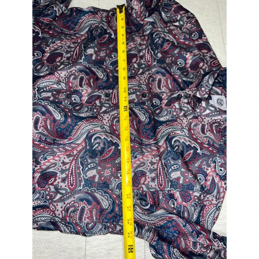 Kilburne & Finch Mens L Blue Red Paisley Long Sleeve Button Down Shirt